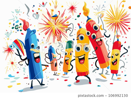 Character illustration with fireworks Character illustration with fireworks 106992130