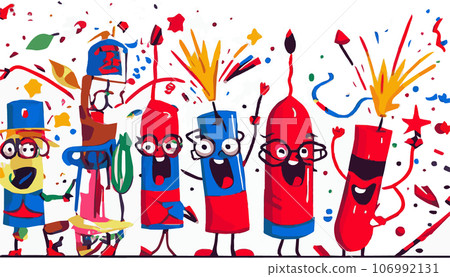Character illustration with fireworks Character illustration with fireworks 106992131