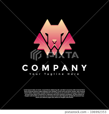 Powerful cat or lion mascot logo creative vector design. Gradient logo premium vector Powerful cat or lion mascot logo creative vector design. Gradient logo premium vector 106992353
