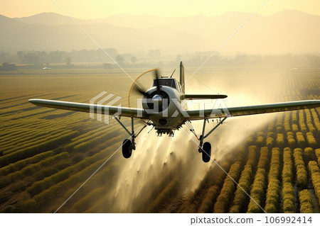 Crop Duster plane spraying crops. Crop Duster plane spraying crops. 106992414
