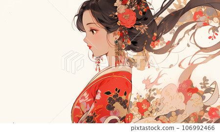 手绘卡通唯美的中国古风美女插画 手绘卡通唯美的中国古风美女插画 106992466