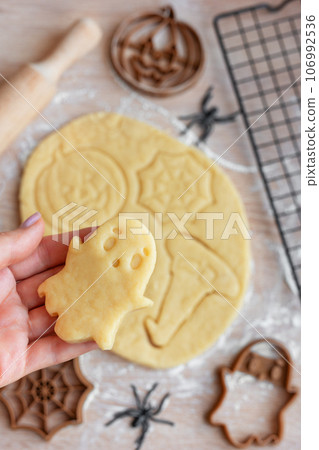 Preparation of festive cookies for baking in the oven. Preparation of festive cookies for baking in the oven. 106992536