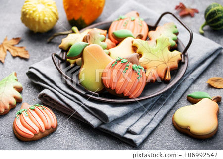 Multicolored autumn homemade cookies 106992542