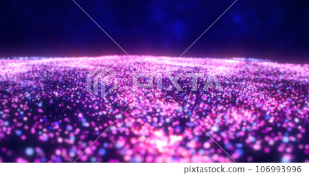 Purple waves from energy particles magical glowing high tech futuristic light dots abstract background 106993996