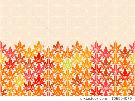 結合秋葉和麻葉圖案的矢量圖無縫圖案 結合秋葉和麻葉圖案的矢量圖無縫圖案 106994079