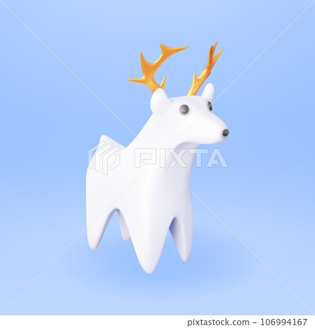 3D Christmas Deer Statue Isolated 3D Christmas Deer Statue Isolated 106994167