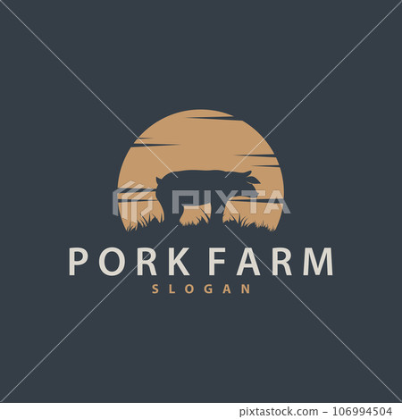 Pig Logo, Grilled Pork Pig Simple Rustic Stamp, Livestock Cattle Vector, BBQ Barbecue Vintage Design Inspiration Pig Logo, Grilled Pork Pig Simple Rustic Stamp, Livestock Cattle Vector, BBQ Barbecue Vintage Design Inspiration 106994504