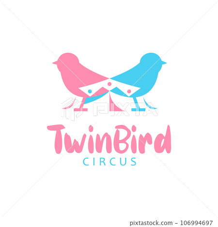 Funny Twin Bird and Circus Logo Design Vector Funny Twin Bird and Circus Logo Design Vector 106994697