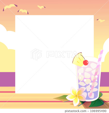Summer sea sunset tropical drink pop square frame 106995490