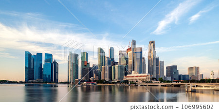 Large panoramic view of Singapore's cityscape, no company logo on the building Large panoramic view of Singapore's cityscape, no company logo on the building 106995602