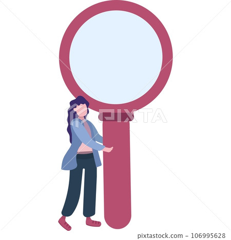 Vector woman holding magnifying glass flat icon 106995628