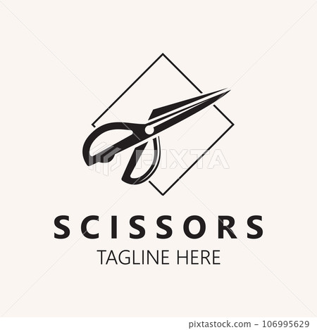 Scissors Logo Design Icon Template. Modern simple design. barbers tools and barbershop. Vector Illustration 106995629