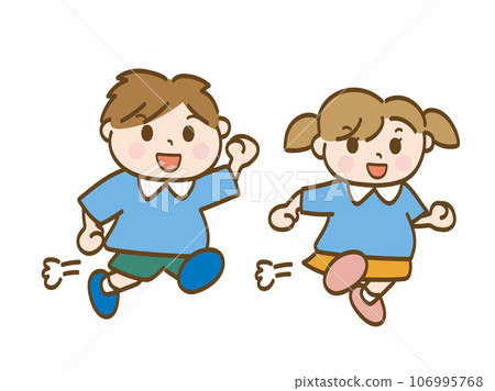 微笑奔跑的孩子_男孩女孩_幼兒園小朋友的兄弟姊妹 106995768