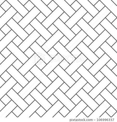 Wicker geometric seamless pattern. Line bamboo basket texture. Simple abstract pattern. Wooden parquet background. Weave background. Vector illustration on white background 106996337