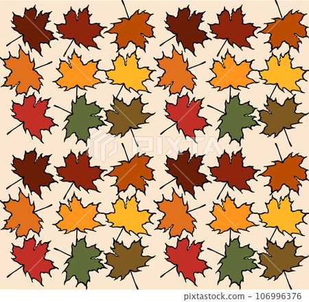 Maple leaves of different colors seamless pattern texture. Autumn maple tree leaf, vector Maple leaves of different colors seamless pattern texture. Autumn maple tree leaf, vector 106996376