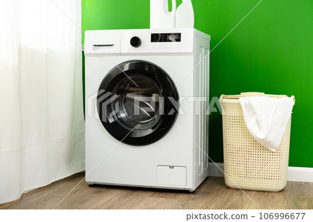 Close up of washing machine in a laundry room Close up of washing machine in a laundry room 106996677