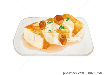 Fried tofu and mushrooms Fried tofu and mushrooms 106997583