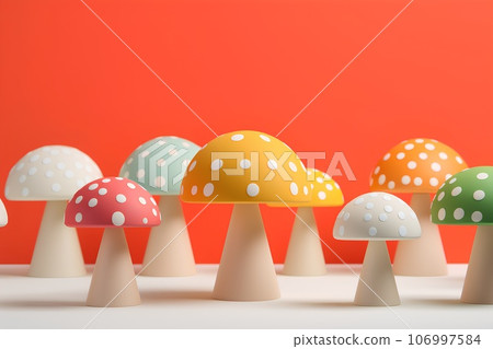 Colorful mushroom landscape (3D pictograph) 106997584