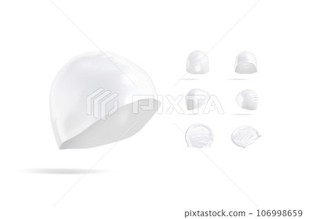 Blank white sport swim cap mockup, different views Blank white sport swim cap mockup, different views 106998659