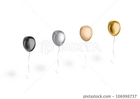 Blank black, silver and gold round balloon flying mockup, isolated Blank black, silver and gold round balloon flying mockup, isolated 106998737