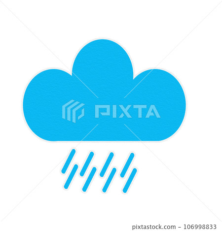Weather symbols  rain icon design vector illustration with paper texture isolated on  transparent background. 106998833