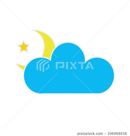 Weather symbols  moon and stars icon design vector illustration with paper texture isolated on  transparent background. 106998836