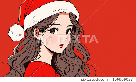 手绘卡通圣诞节头戴圣诞帽的女孩插画 手绘卡通圣诞节头戴圣诞帽的女孩插画 106999058