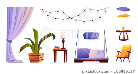 Terrace or garden furniture cartoon set. 106999137