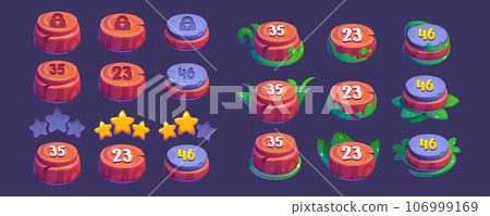 Indicators to select game level with star rating. 106999169