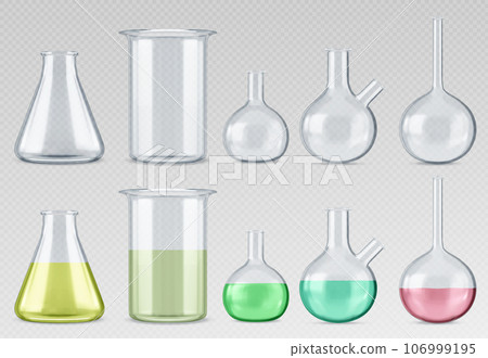 Empty and full lab glassware set Empty and full lab glassware set 106999195