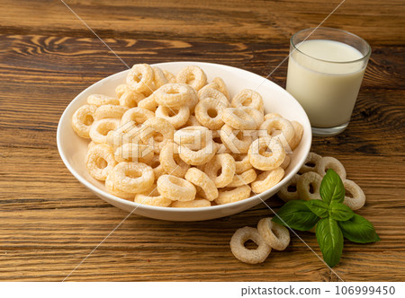 Cereal Rings Isolated, Breakfast Rice Loops, Corn Cereals Snack 106999450