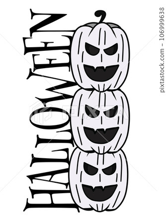 Halloween cartoon symbols hand drawns black and white icon character. Vector illustration Pre-made for Event or Festival  . Isolated on transparent background.  106999638