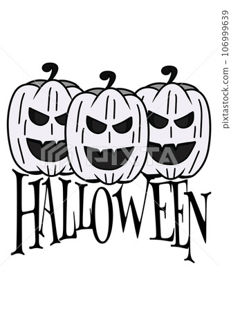 Halloween cartoon symbols hand drawns black and white icon character. Vector illustration Pre-made for Event or Festival  . Isolated on transparent background.  106999639