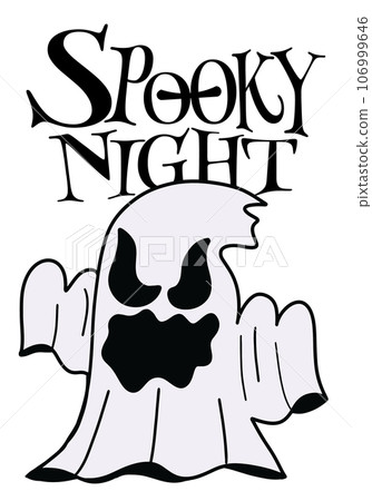 Halloween cartoon symbols hand drawns black and white icon character. Vector illustration Pre-made for Event or Festival  . Isolated on transparent background.  106999646