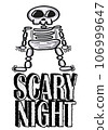 Halloween cartoon symbols hand drawns black and white icon character. Vector illustration Pre-made for Event or Festival  . Isolated on transparent background.  106999647