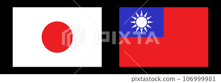 日本國旗和台灣國旗圖標集。向量。 日本國旗和台灣國旗圖標集。向量。 106999981