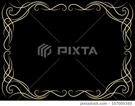 Ornate vintage frame. Swirl ornament. Ornamental curls. Vintage linear border with curlicues. Design a template for invitations, leaflets and greeting cards. Vector illustration 107000380