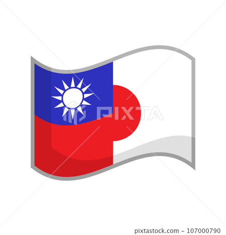 台灣和日本國旗混合在一起的圖標。向量。 107000790