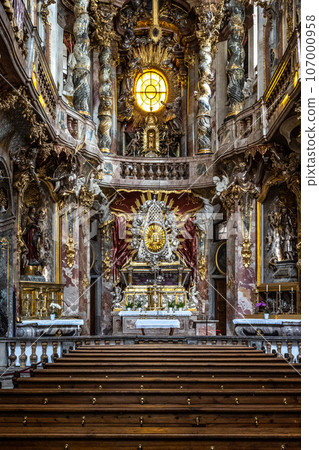 Interior of the baroque Asam Church, Asamkirche in Munich, Germany 107000958