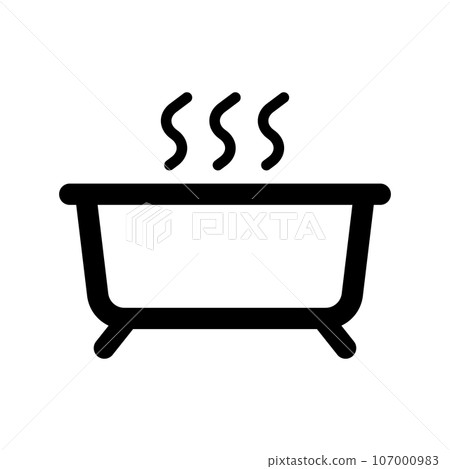 A simple bathtub icon with steam coming out. vector. 107000983