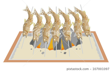 爐邊烤香魚串的插圖 爐邊烤香魚串的插圖 107001097