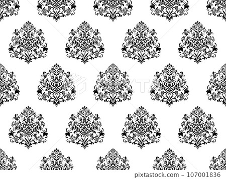 Damask seamless pattern. Black flowers Luxury Royal Wallpaper. Floral Background. 107001836