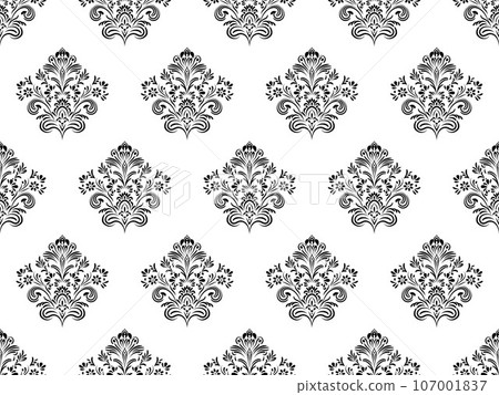 Damask seamless pattern. Black flowers Luxury Royal Wallpaper. Floral Background. 107001837
