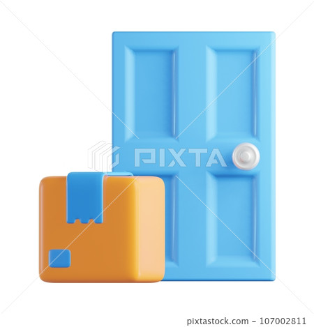 modern wooden door isolated on white 107002811