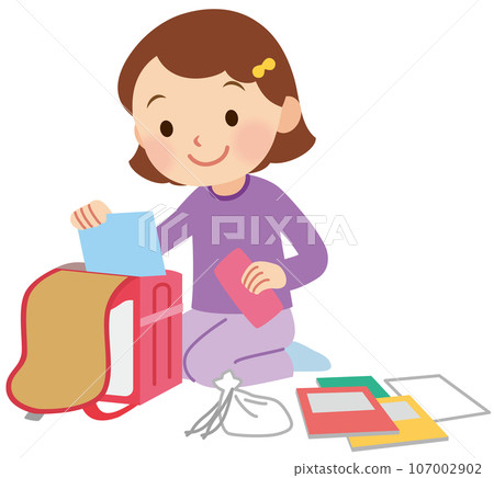 Girl who adjusts her timetable, elementary school student 107002902