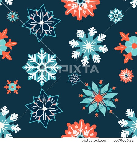 Vector isolated illustration of pattern with snowflakes. 107003552