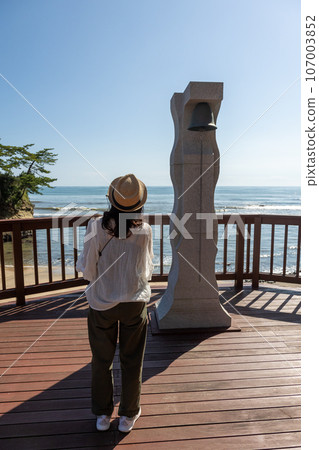 從宇岬展望台眺望大海的女性 從宇岬展望台眺望大海的女性 107003852