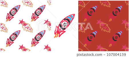 Set drawings with wax crayons. Print for cloth design, textile, fabric, wallpaper, wrapping paper 107004139