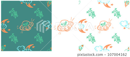 Set drawings with wax crayons. Print for cloth design, textile, fabric, wallpaper, wrapping paper 107004162