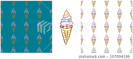 Set drawings with wax crayons. Print for cloth design, textile, fabric, wallpaper, wrapping paper 107004186